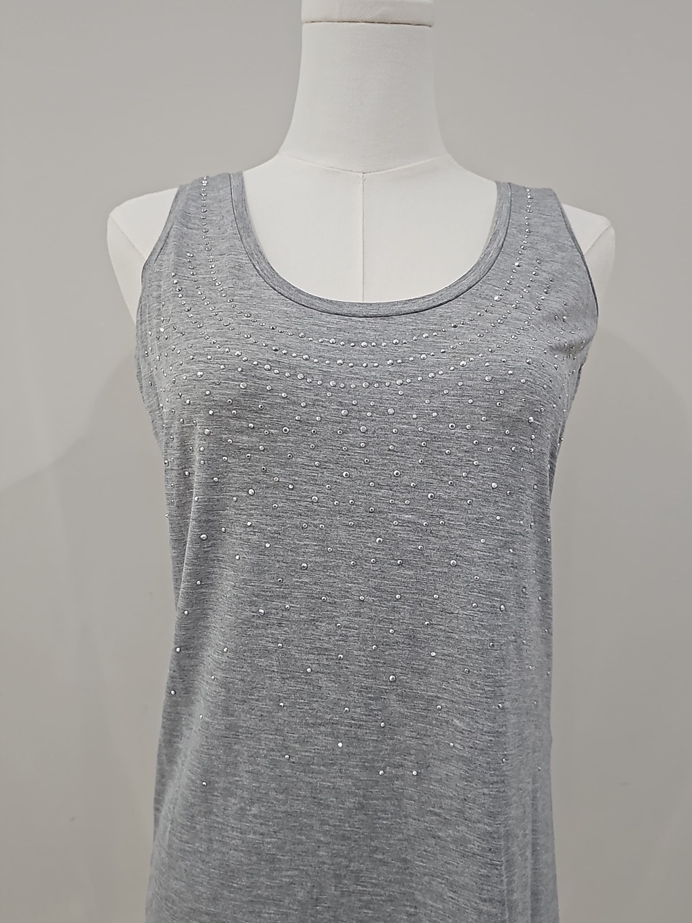 Calvin Klein Liquid Jersey Gray Rhinestone Tank Top Size S - New Without Tags✨️